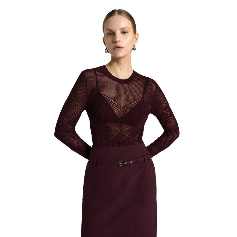 Cue Long Sleeve Diamond Pattern Knit image number 0